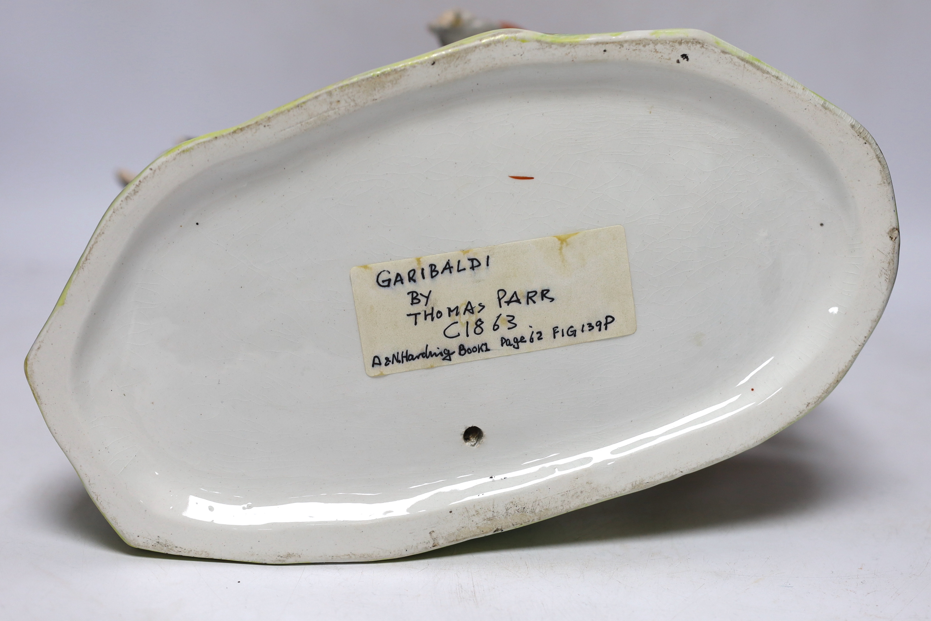 A mid 19th century Staffordshire group of Garibaldi by Thomas Parr, 37cm high